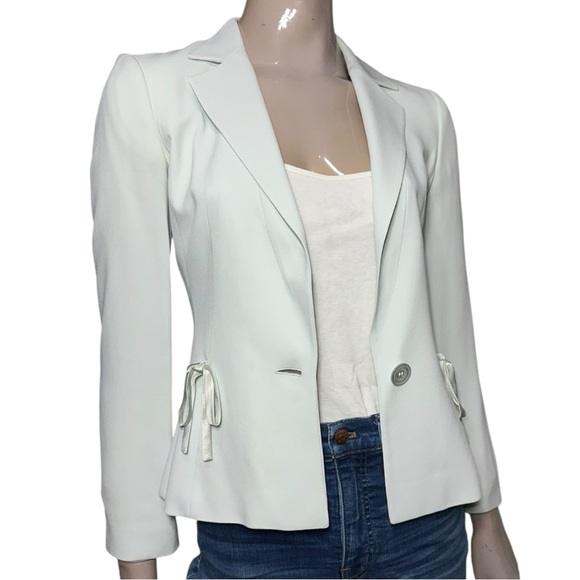 Luca Luca Women’s Size 40 S Light Cream Green Lace Up Back Blazer Jacket - Picture 1 of 10